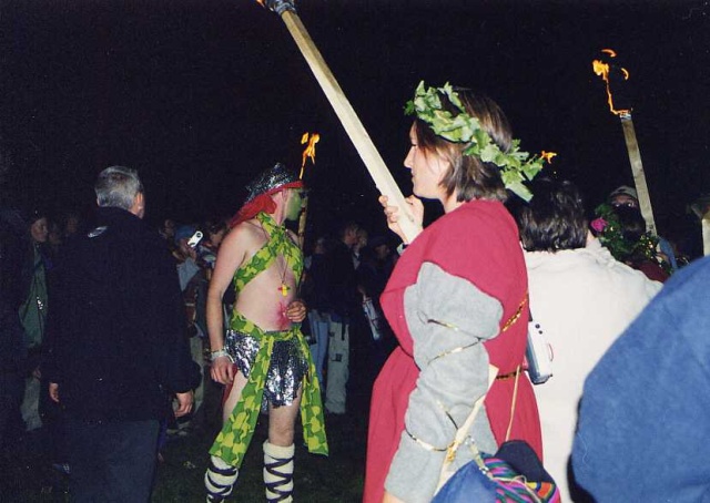 The King's Drummers begin to process around the stones.