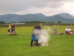 Pagans (presumably) attempt to quench the fire in their 'cauldron'.